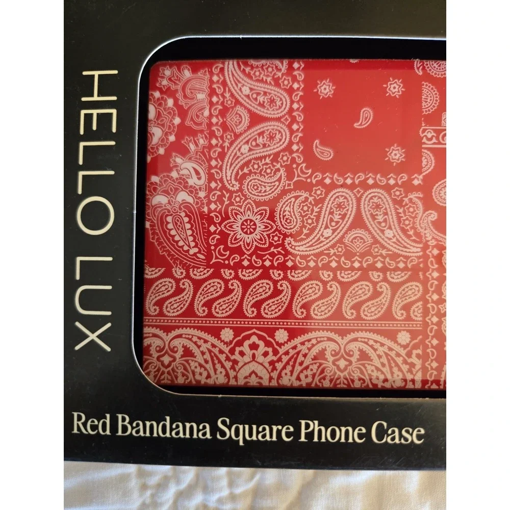 Hello Lux Red Bandana Square Glossy iPhone Case 15 Plus 14 Plus NEW Never Used